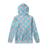 Pink Macaron Pattern Print Pullover Hoodie