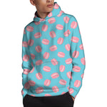 Pink Macaron Pattern Print Pullover Hoodie