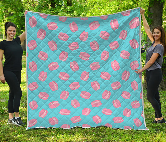 Pink Macaron Pattern Print Quilt