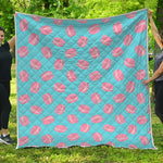 Pink Macaron Pattern Print Quilt