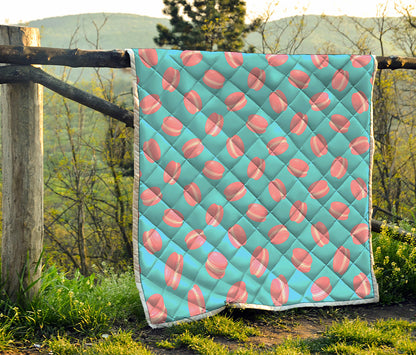 Pink Macaron Pattern Print Quilt