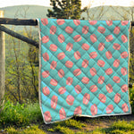 Pink Macaron Pattern Print Quilt