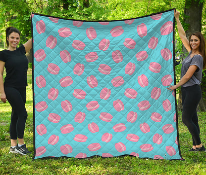 Pink Macaron Pattern Print Quilt