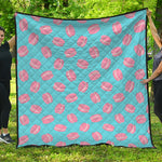 Pink Macaron Pattern Print Quilt