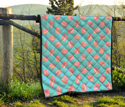 Pink Macaron Pattern Print Quilt