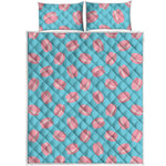 Pink Macaron Pattern Print Quilt Bed Set
