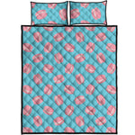 Pink Macaron Pattern Print Quilt Bed Set