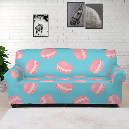 Pink Macaron Pattern Print Sofa Cover