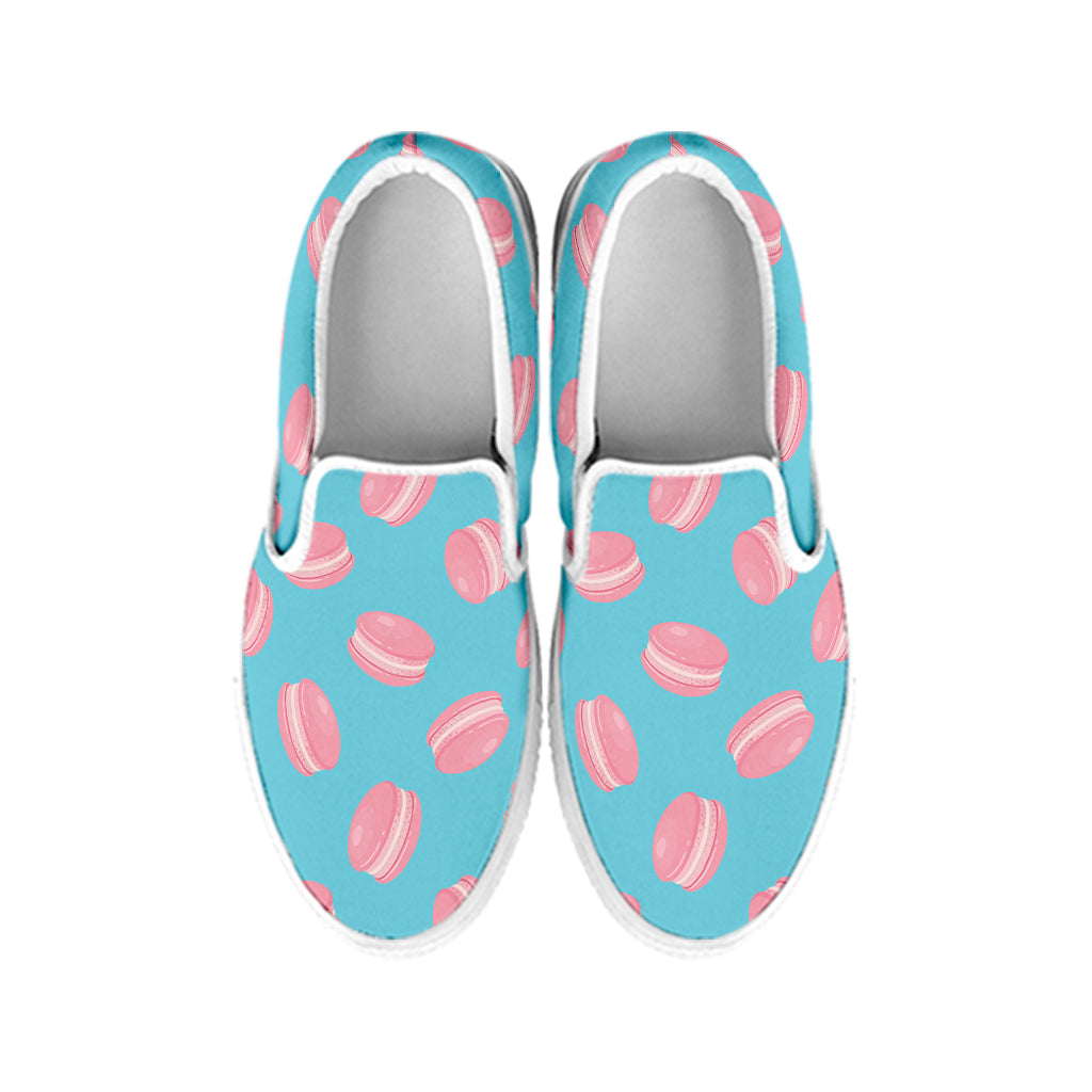 Pink Macaron Pattern Print White Slip On Shoes