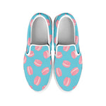 Pink Macaron Pattern Print White Slip On Shoes