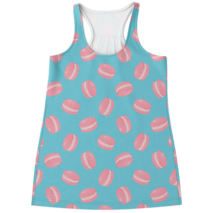 Pink Macaron Pattern Print Women's Racerback Tank Top
