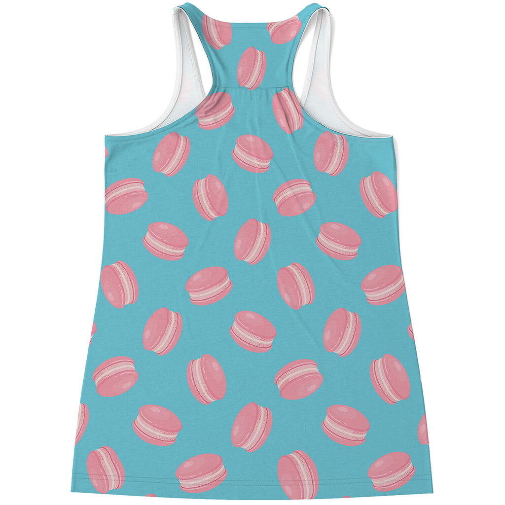 Pink Macaron Pattern Print Women's Racerback Tank Top