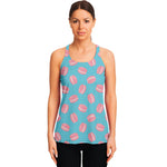 Pink Macaron Pattern Print Women's Racerback Tank Top