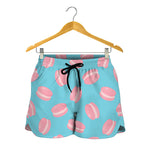 Pink Macaron Pattern Print Women's Shorts