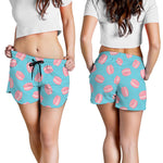 Pink Macaron Pattern Print Women's Shorts
