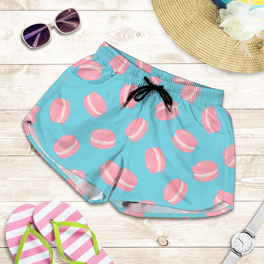 Pink Macaron Pattern Print Women's Shorts