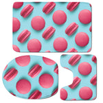 Pink Macarons Print 3 Piece Bath Mat Set