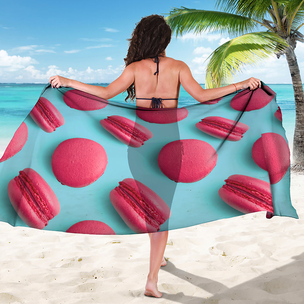 Pink Macarons Print Beach Sarong Wrap
