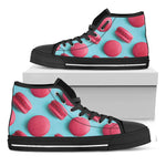 Pink Macarons Print Black High Top Shoes