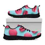 Pink Macarons Print Black Sneakers