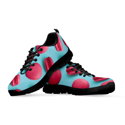 Pink Macarons Print Black Sneakers