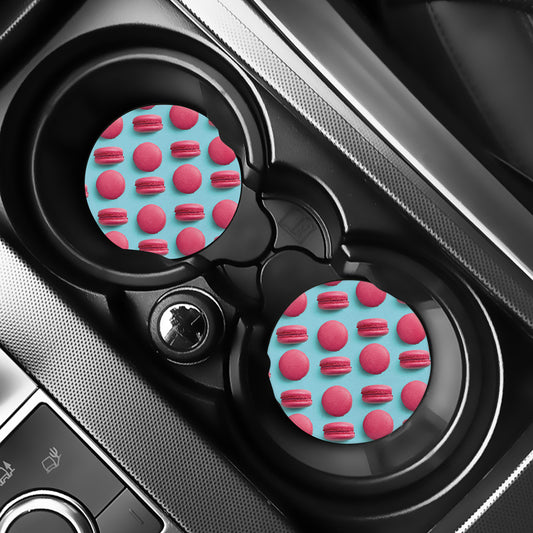 Pink Macarons Print Car Coasters