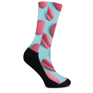 Pink Macarons Print Crew Socks