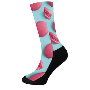 Pink Macarons Print Crew Socks