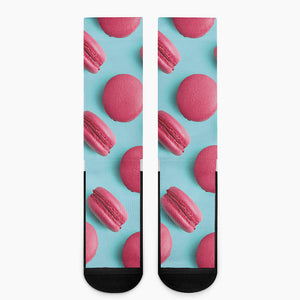 Pink Macarons Print Crew Socks