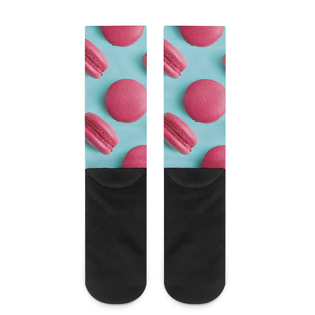 Pink Macarons Print Crew Socks