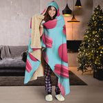 Pink Macarons Print Hooded Blanket