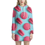 Pink Macarons Print Hoodie Dress