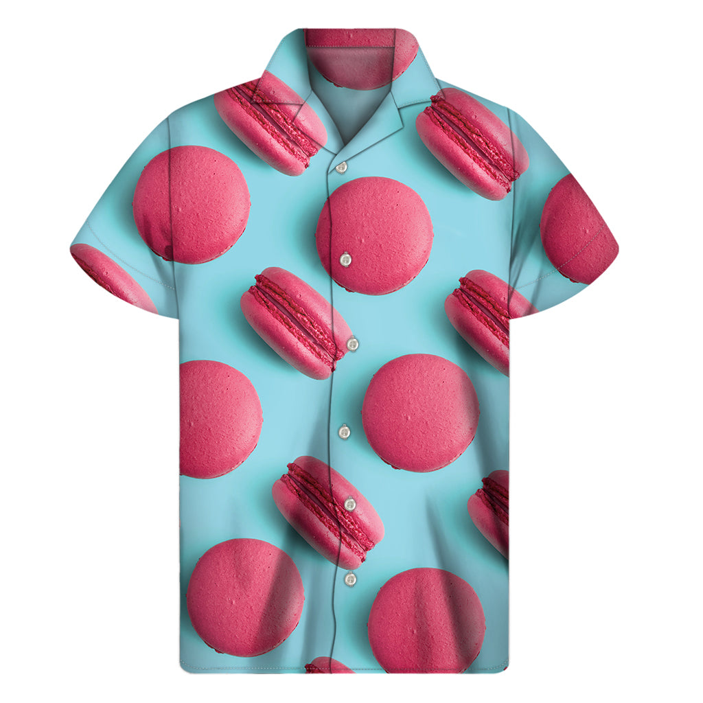 Pink Macarons Print Men's Short Sleeve Shirt