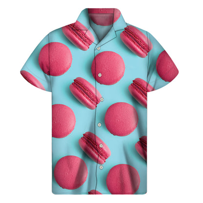 Pink Macarons Print Men's Short Sleeve Shirt