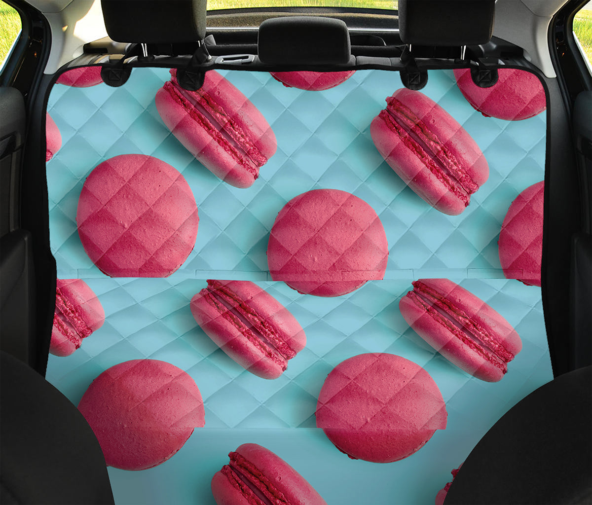 Pink Macarons Print Pet Car Back Seat Cover