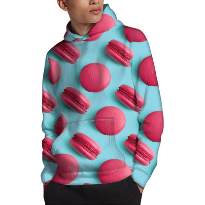Pink Macarons Print Pullover Hoodie