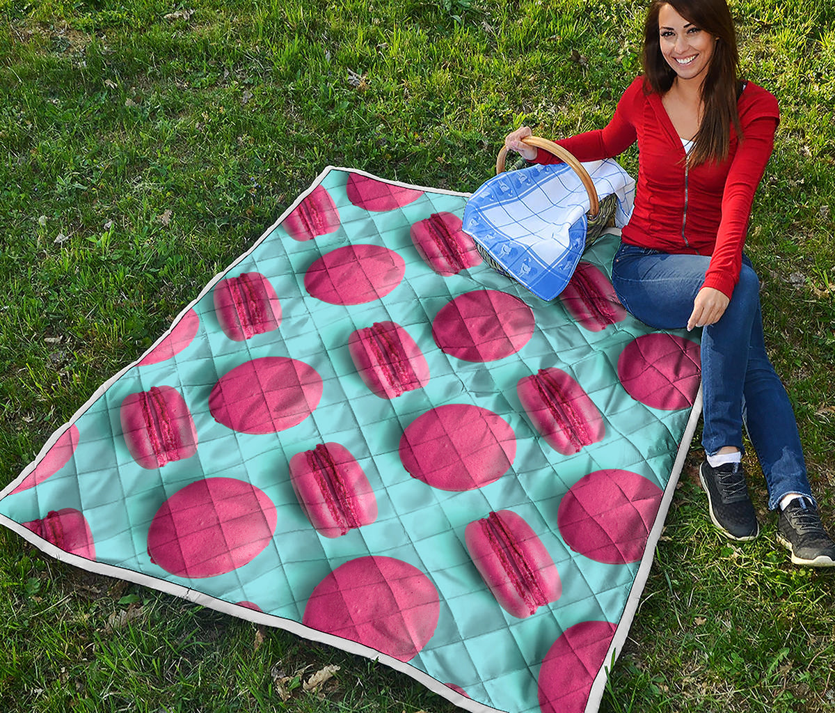 Pink Macarons Print Quilt