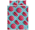 Pink Macarons Print Quilt Bed Set