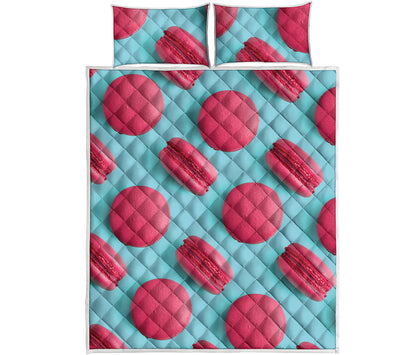 Pink Macarons Print Quilt Bed Set