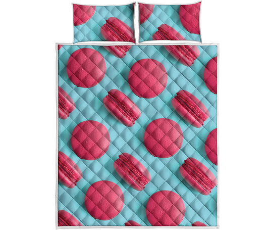 Pink Macarons Print Quilt Bed Set