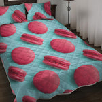 Pink Macarons Print Quilt Bed Set