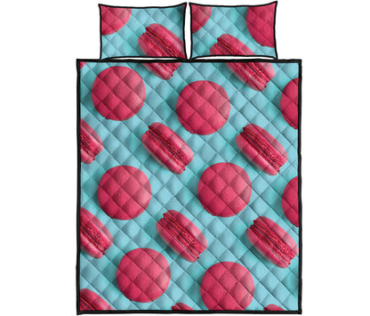 Pink Macarons Print Quilt Bed Set