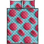 Pink Macarons Print Quilt Bed Set