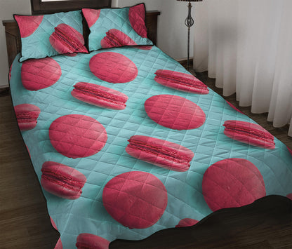 Pink Macarons Print Quilt Bed Set
