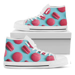 Pink Macarons Print White High Top Shoes