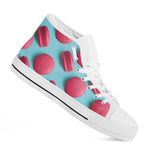 Pink Macarons Print White High Top Shoes