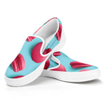 Pink Macarons Print White Slip On Shoes