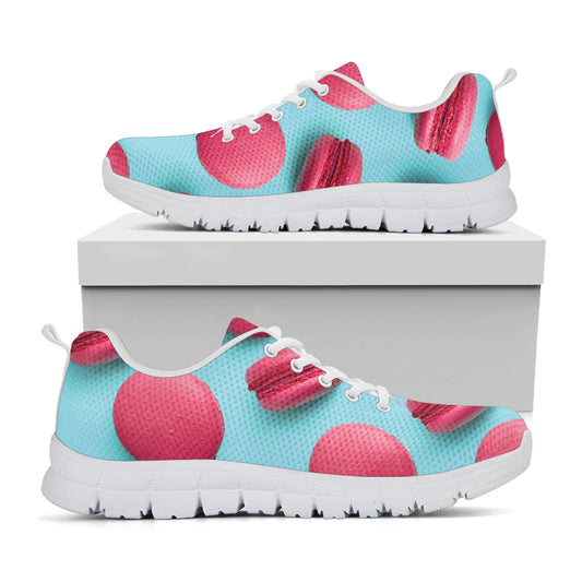 Pink Macarons Print White Sneakers