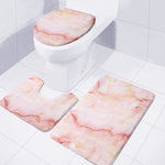 Pink Marble Print 3 Piece Bath Mat Set
