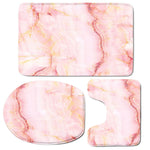 Pink Marble Print 3 Piece Bath Mat Set